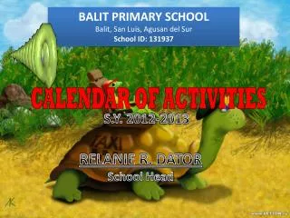 BALIT PRIMARY SCHOOL Balit , San Luis, Agusan del Sur School ID: 131937