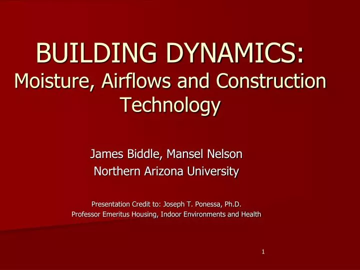 building dynamics moisture airflows and construction technology