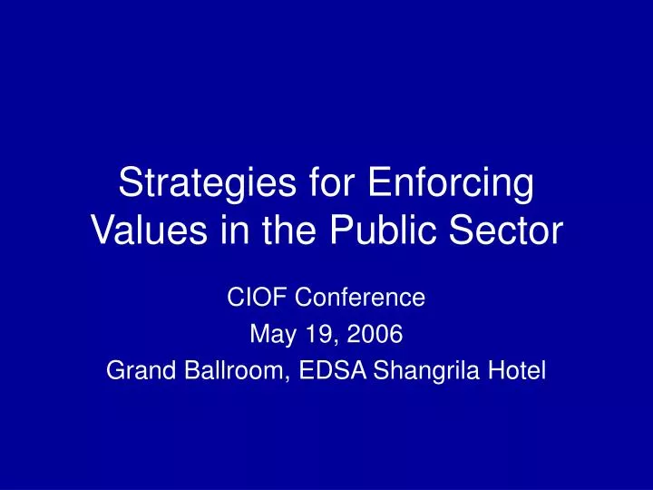 strategies for enforcing values in the public sector