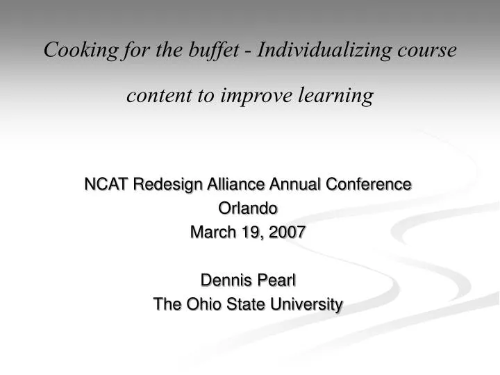 cooking for the buffet individualizing course content to improve learning