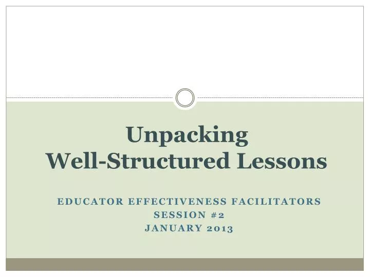 unpacking well structured lessons