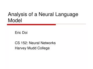 Analysis of a Neural Language Model