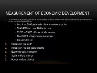 Measurement of Economic Development