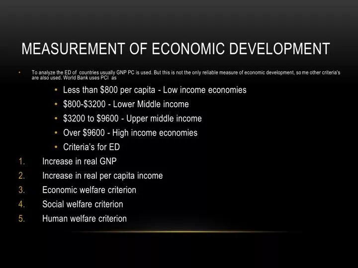 measurement of economic development