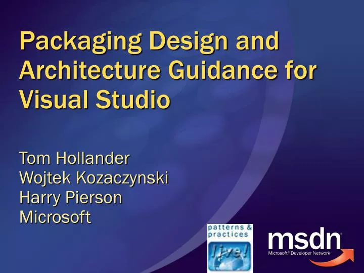 packaging design and architecture guidance for visual studio