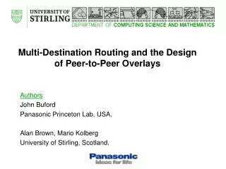 Multi-Destination Routing and the Design of Peer-to-Peer Overlays