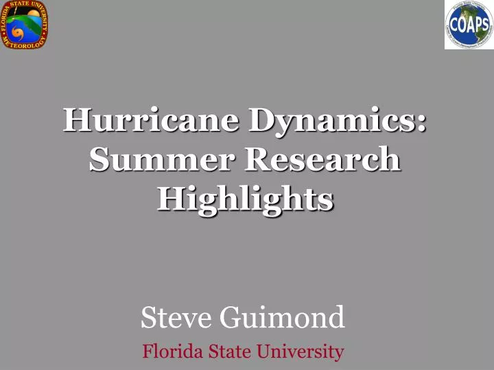 hurricane dynamics summer research highlights