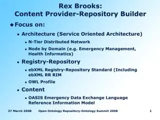Rex Brooks: Content Provider-Repository Builder