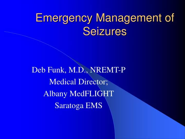 emergency management of seizures