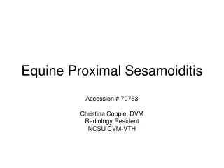 Equine Proximal Sesamoiditis