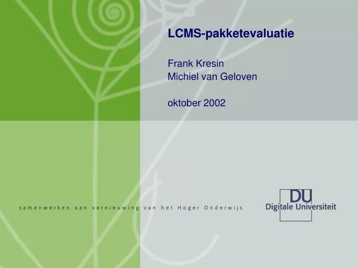 lcms pakketevaluatie frank kresin michiel van geloven oktober 2002