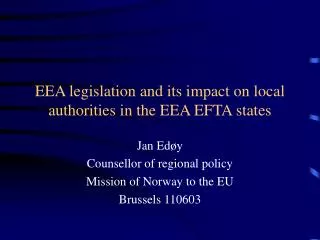 EEA legislation and its impact on local authorities in the EEA EFTA states