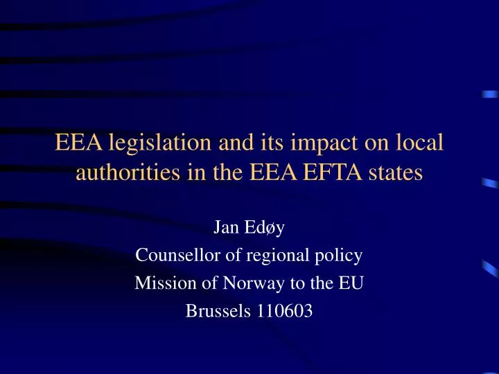 eea legislation and its impact on local authorities in the eea efta states