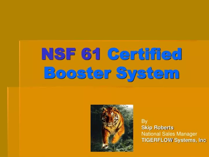 nsf 61 certified booster system
