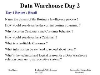 Data Warehouse Day 2