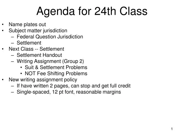 agenda for 24th class
