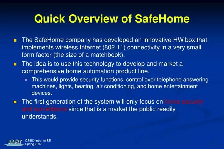quick overview of safehome