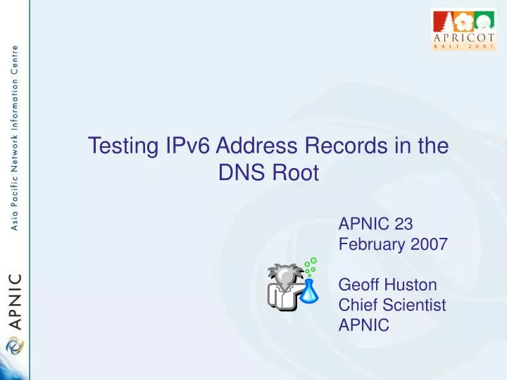 testing ipv6 address records in the dns root