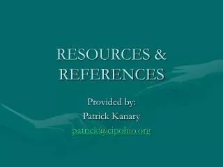 RESOURCES &amp; REFERENCES