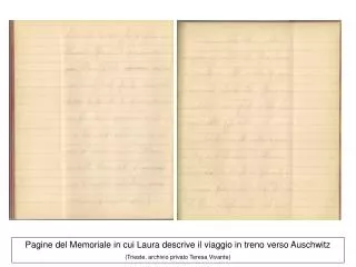 Pagine del Memoriale in cui Laura descrive il viaggio in treno verso Auschwitz