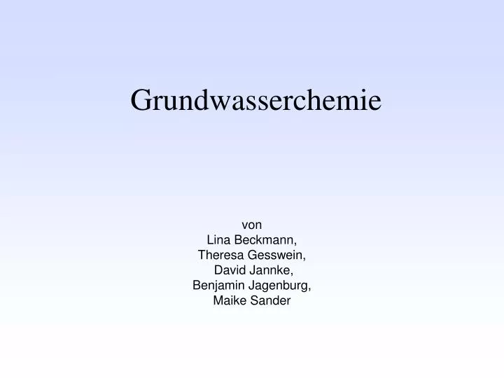 grundwasserchemie