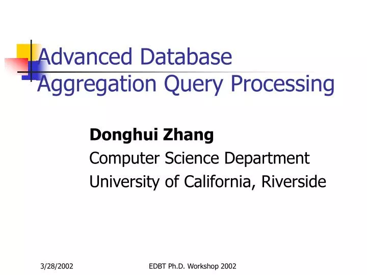 advanced database aggregation query processing