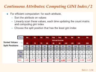 Continuous Attributes: Computing GINI Index / 2