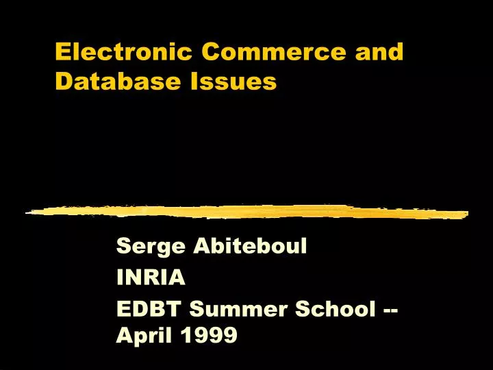 electronic commerce and database issues