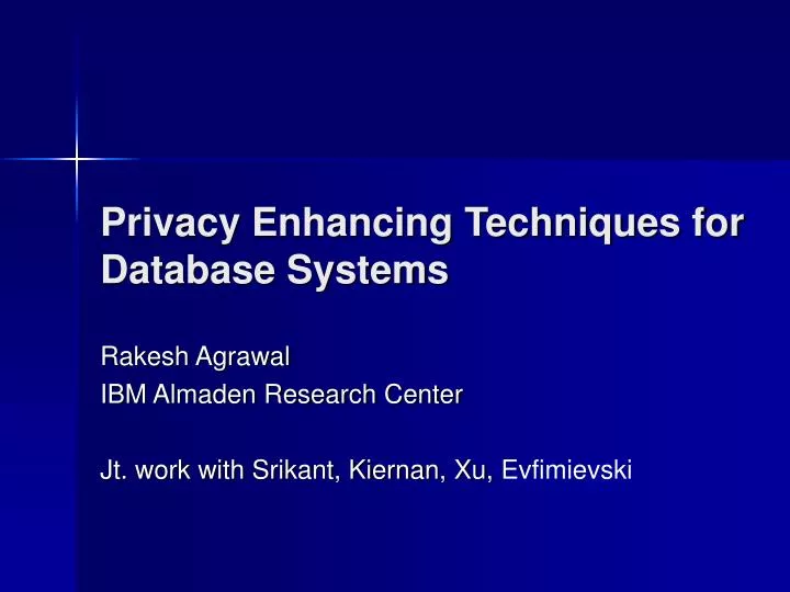 privacy enhancing techniques for database systems