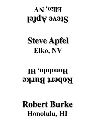 Steve Apfel Elko, NV