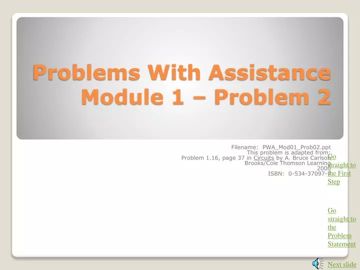 problems with assistance module 1 problem 2
