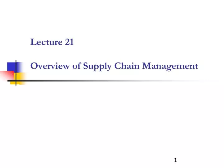 lecture 21 overview of supply chain management
