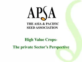 THE ASIA &amp; PACIFIC SEED ASSOCIATION