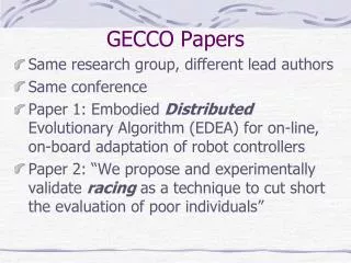 GECCO Papers