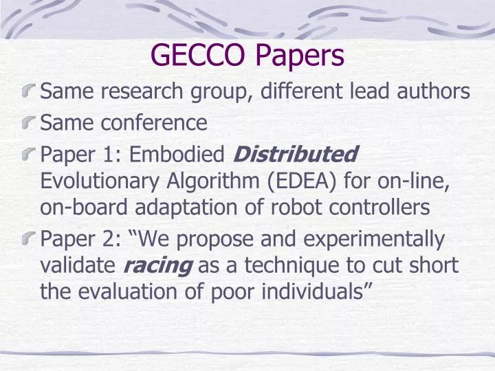 gecco papers