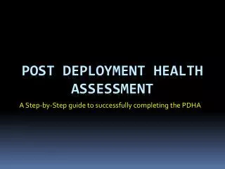 Post Deployment Health Assessment