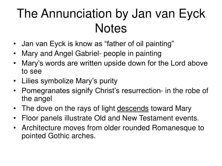 the annunciation by jan van eyck notes