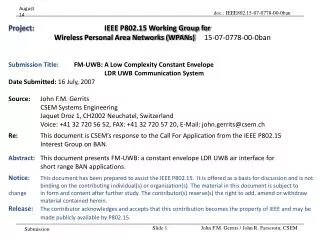 Project:			 IEEE P802.15 Working Group for