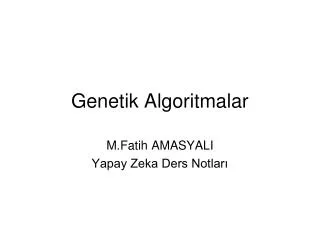 genetik algoritmalar