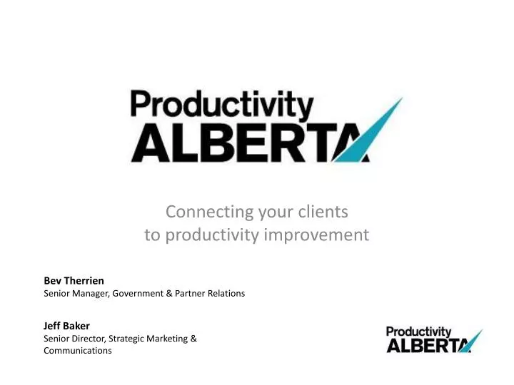 connecting your clients to productivity improvement