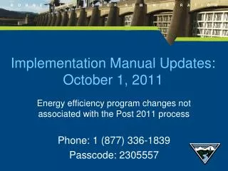 Implementation Manual Updates: October 1, 2011