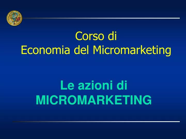 corso di economia del micromarketing