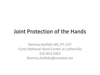 Joint Protection of the Hands