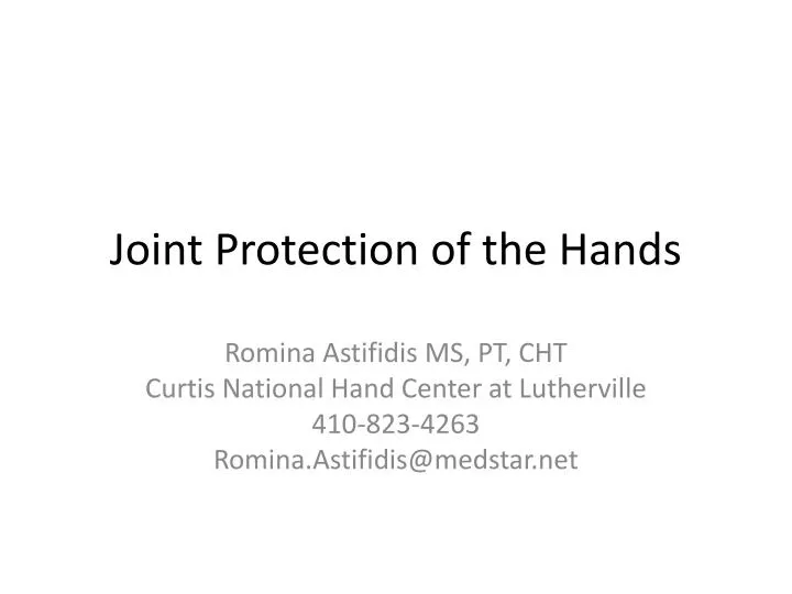 joint protection of the hands