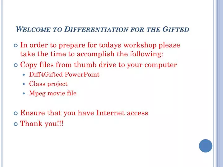 welcome to differentiation for the gifted