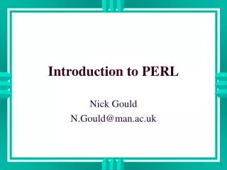 Introduction to PERL