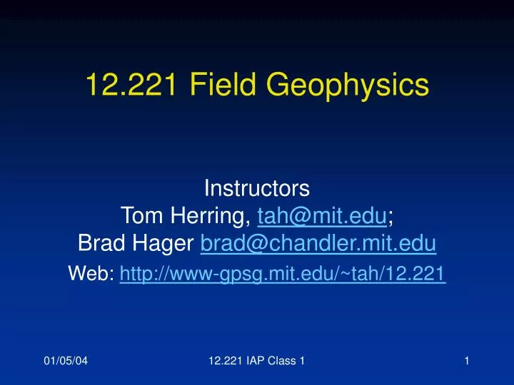12 221 field geophysics