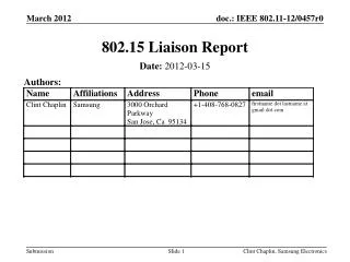 802.15 Liaison Report