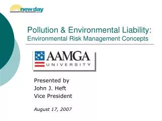 Pollution &amp; Environmental Liability: Environmental Risk Management Concepts