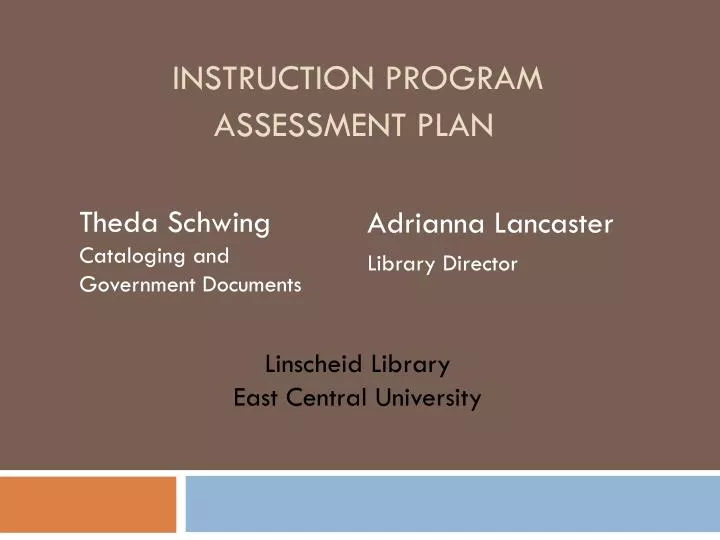 instruction program assessment plan